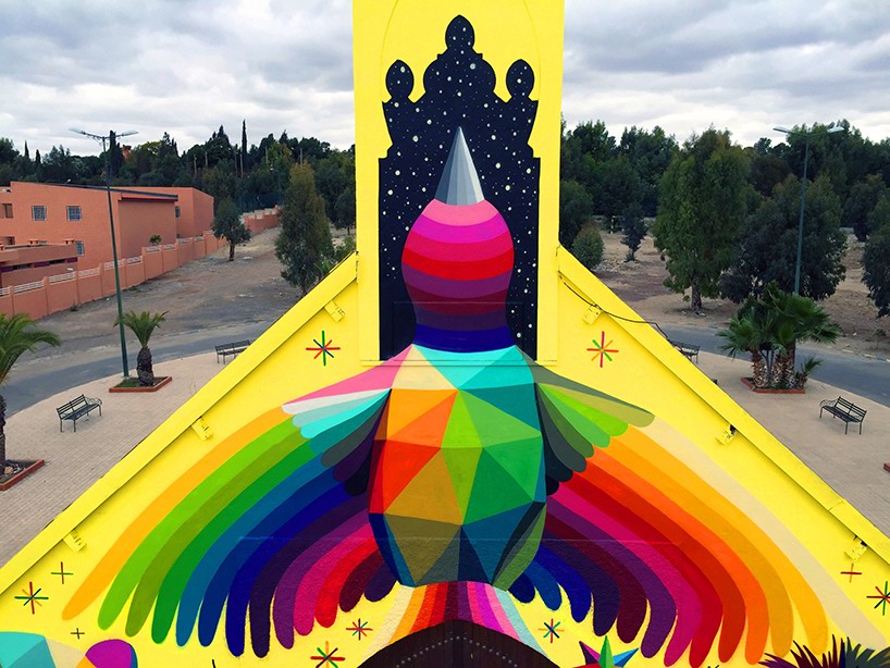 藝術家Okuda San Miguelwang創作的巨型墻繪”自由幻象“ Mirages to the Freedom
